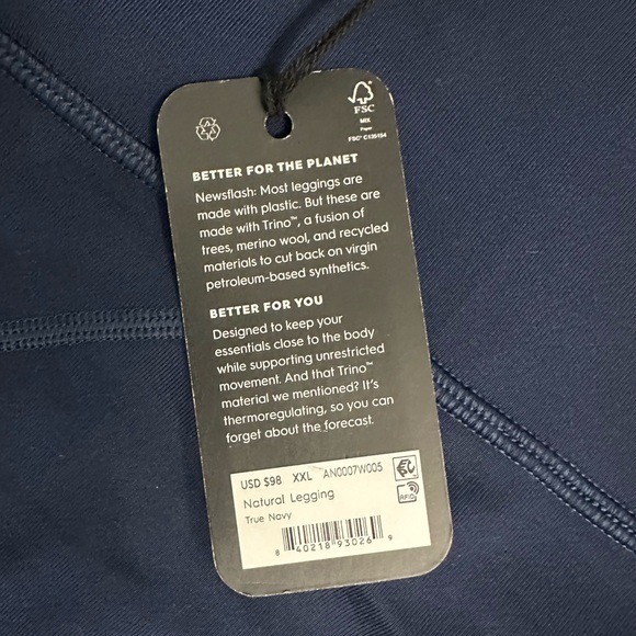 NWT Allbirds Natural Leggings size XXL in True Navy - Picture 5 of 5